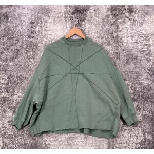 Rick Owens Sweatshirt One Size Mens Crater T Seam Pullover In Green